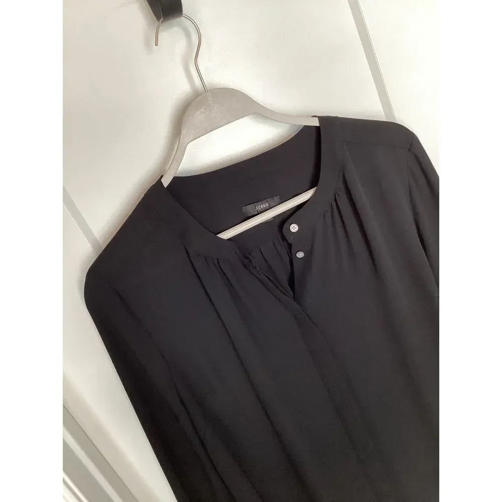 J. CREW Women's Sheer Long Sleeve‎ Ruffle Cuff Blouse Top Evening Black Size XL
